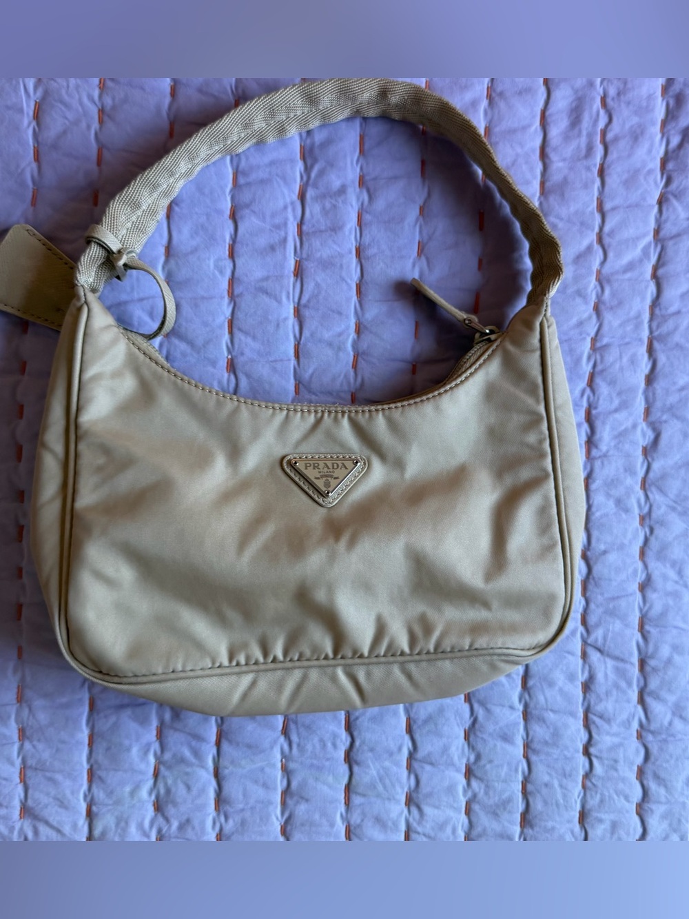 Prada Cream Nylon Shoulder Bag - 2000 Re Edition